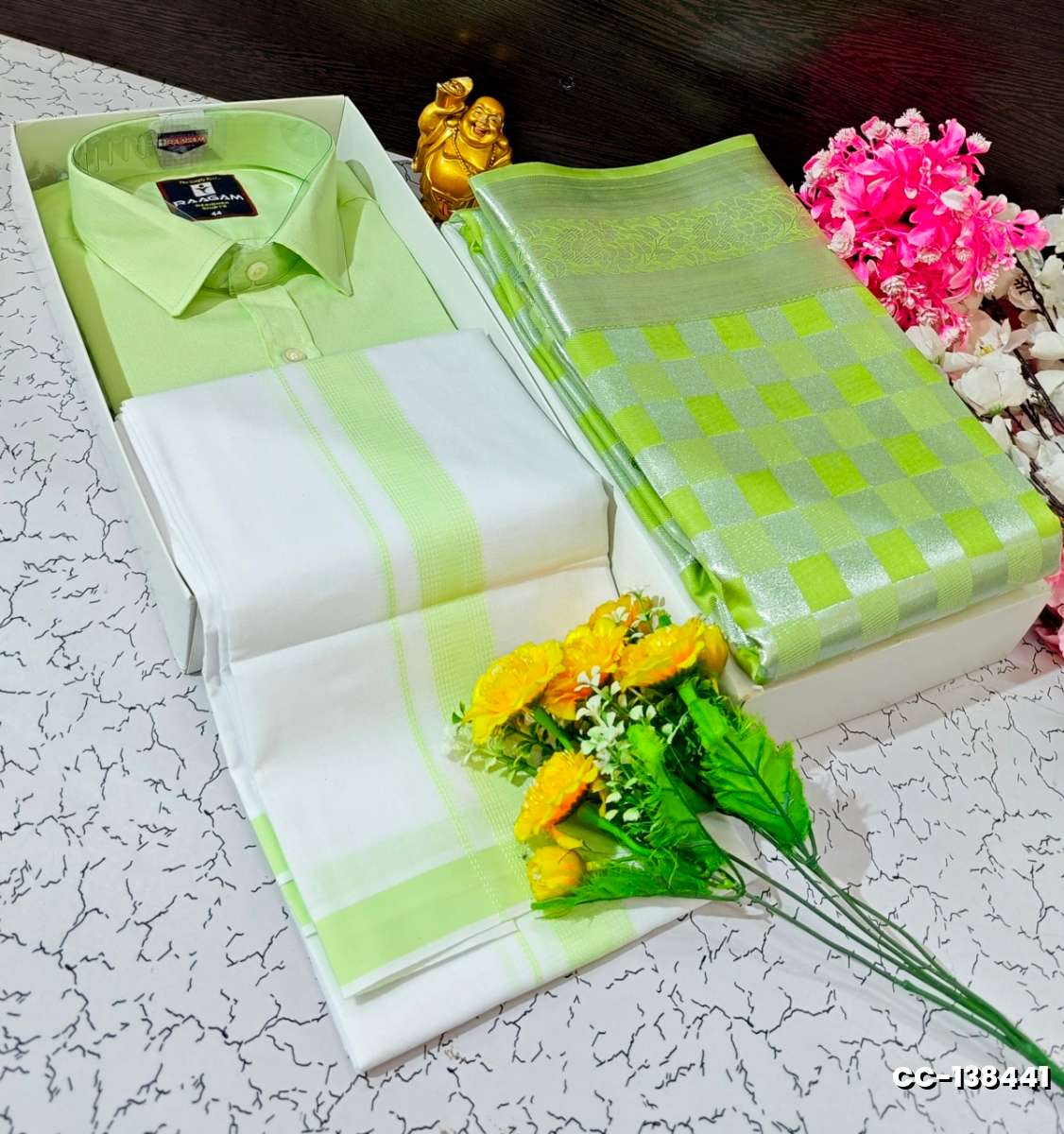COUPLE COMBO MATCHING AND MATCHING TRADITIONAL SET - LIGHT GREEN