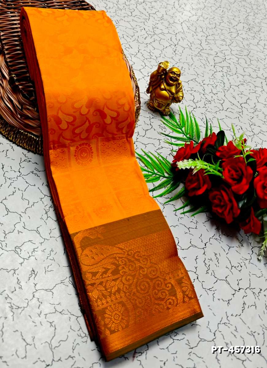SOFT SILK FANCY BEST QUALITY POONTAMIL SOFT SILK SAREES - ORANGE (2)