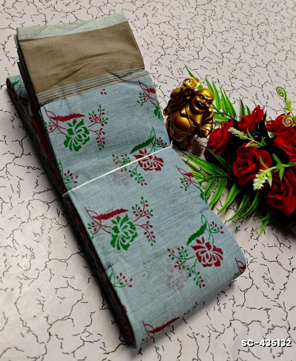 PURE COTTON SAREES SUMMER SPECIAL COLLECTION - LIGHT SKY BLUE (1)