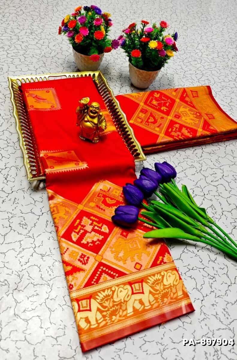 TRANDING   PATOLA SILK SAREES - RED