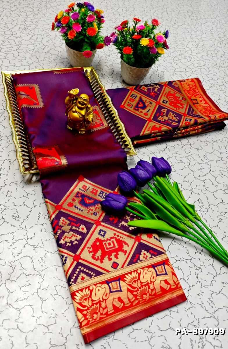 TRANDING   PATOLA SILK SAREES - PURPLE COLOUR
