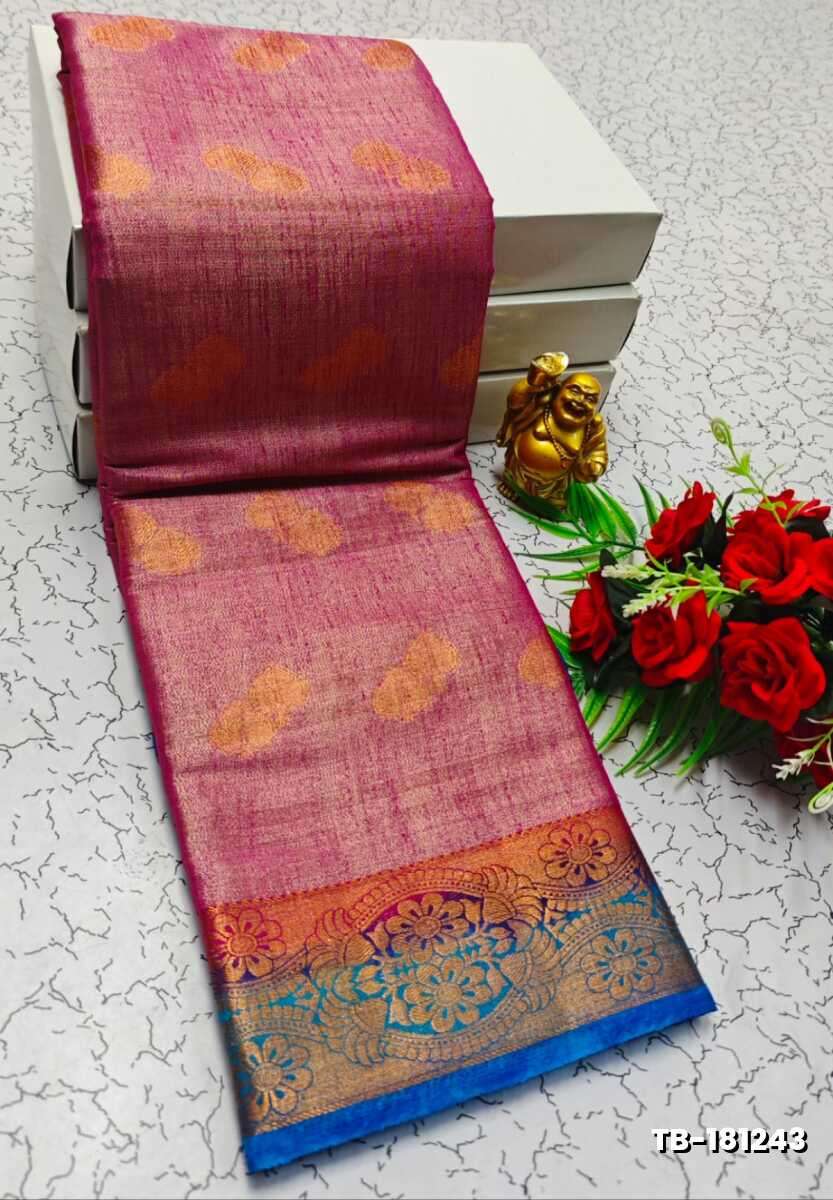 KANCHIPURAM TISSUE TRENDING DESIGN FANCY DHARMAVARAM SILK SAREES - LIGHT PINK