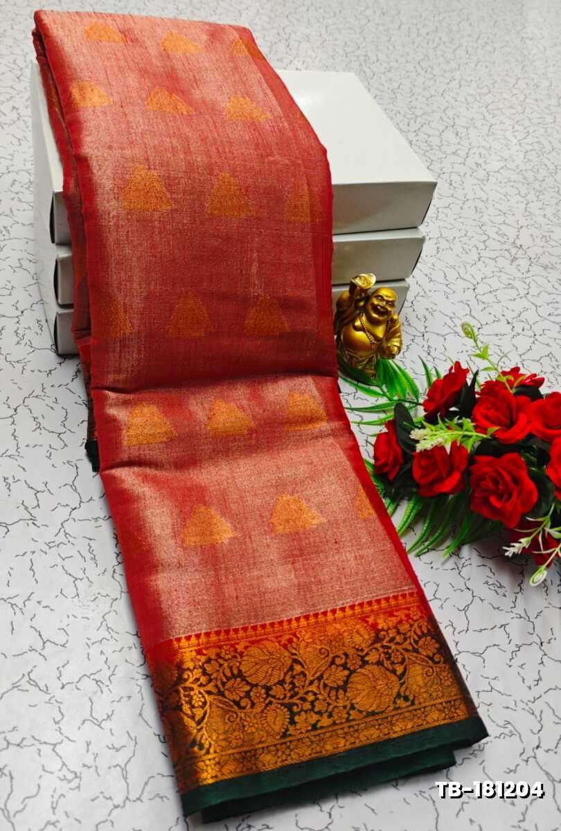 KANCHIPURAM TISSUE TRENDING DESIGN FANCY DHARMAVARAM SILK SAREES - RED
