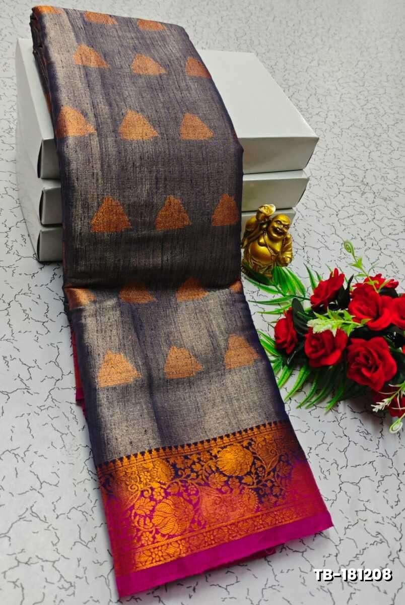 KANCHIPURAM TISSUE TRENDING DESIGN FANCY DHARMAVARAM SILK SAREES - NAVY COLOUR (1)