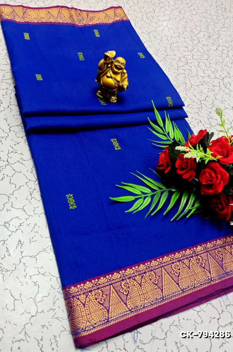 PURE COTTON JARI BORDER SAREES SUMMER SPECIAL COLLECTION - R BLUE (2)