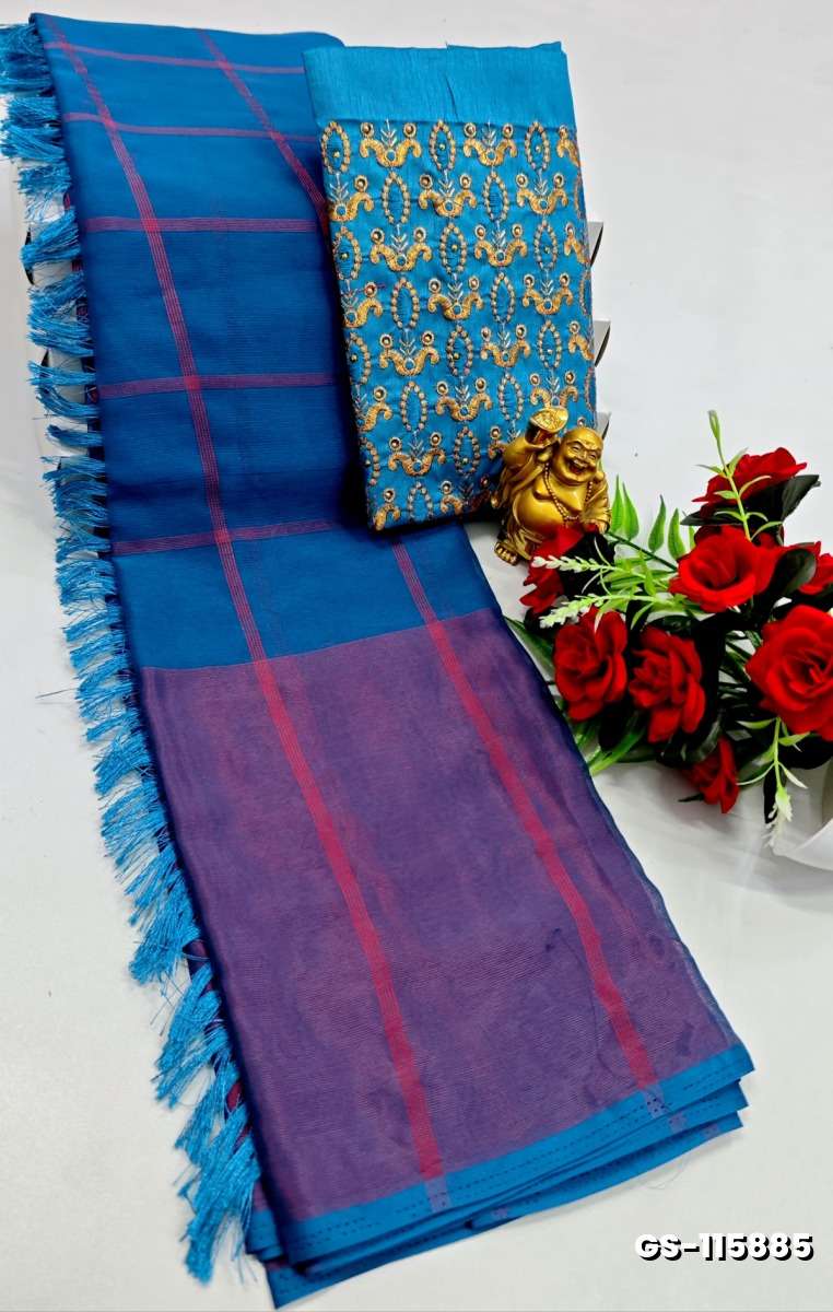 GEORGETTE FANCY SOFT SILK SAREES - BLUE SHADE