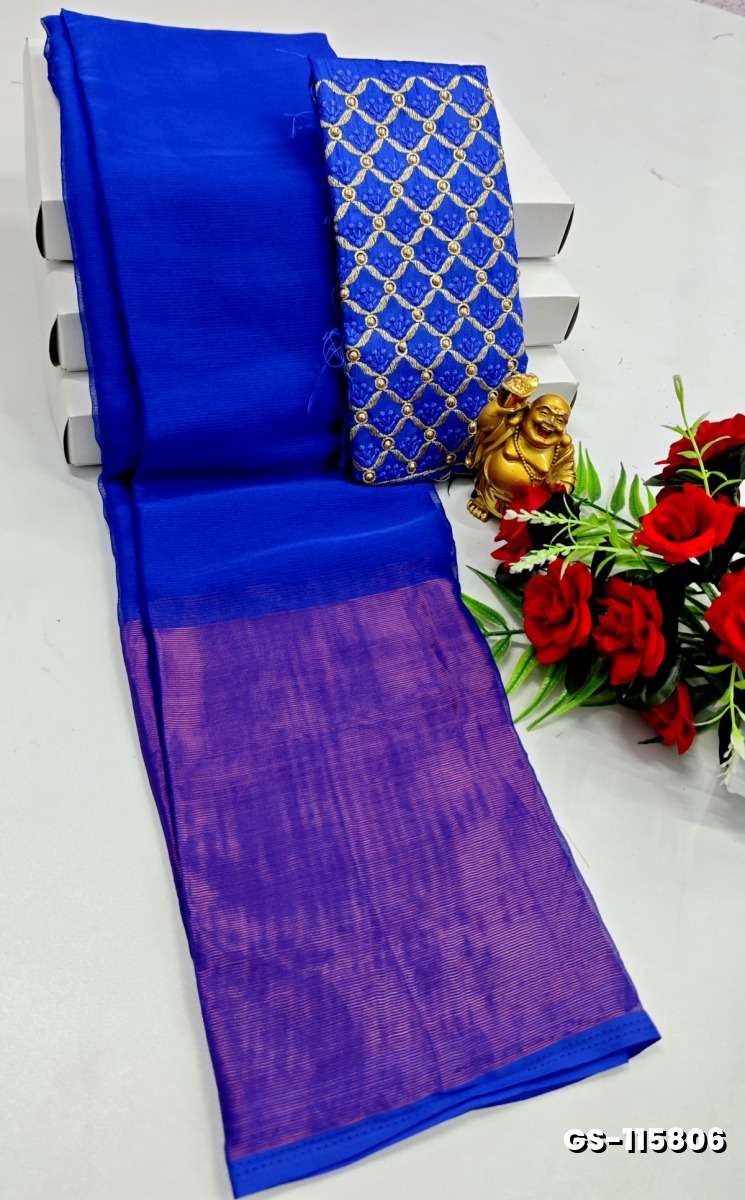 GEORGETTE FANCY SOFT SILK SAREES - ROYAL BLUE