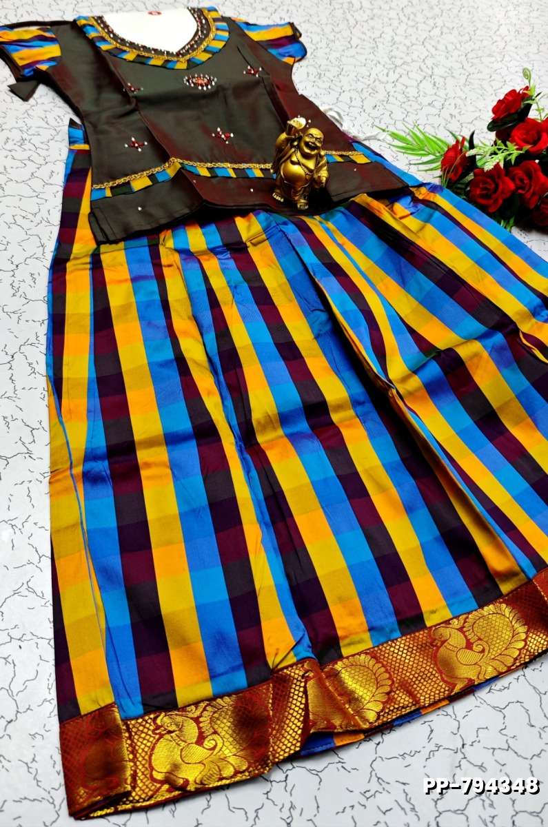 KIDS TRENDY WEAR PATTU PAVADAI SET - LIGHT COLOUR (1)