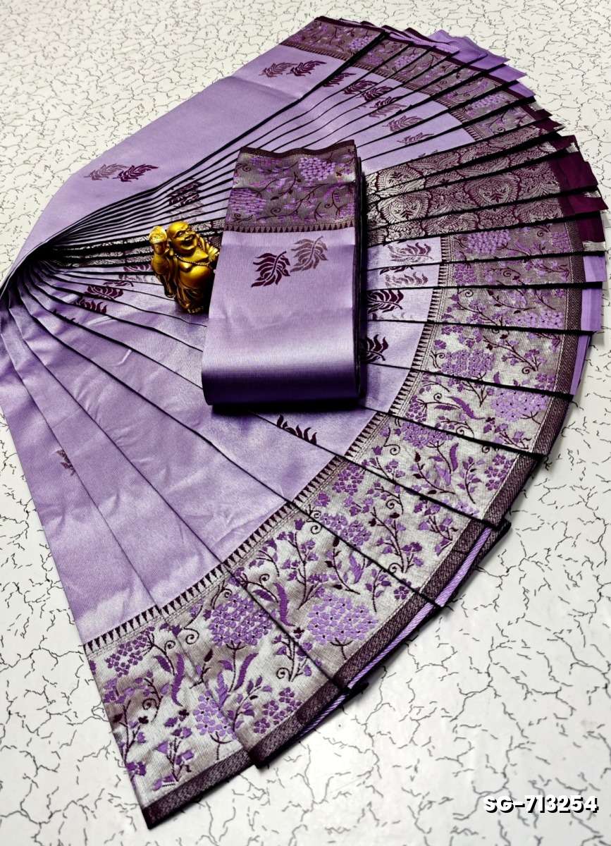KUBERA PATTU ELITE BRIDAL RAPIER FANCY LIGHT WEIGHT SILK  TYPE SAREES - LIGHT LAVENDER
