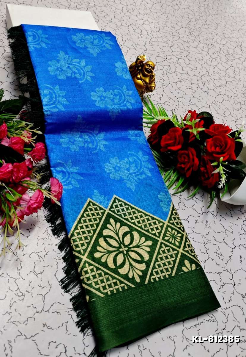 DEGITAL KARGIL PRINTED  COTTON TYPE SAREE - BLUE SHADE (3)