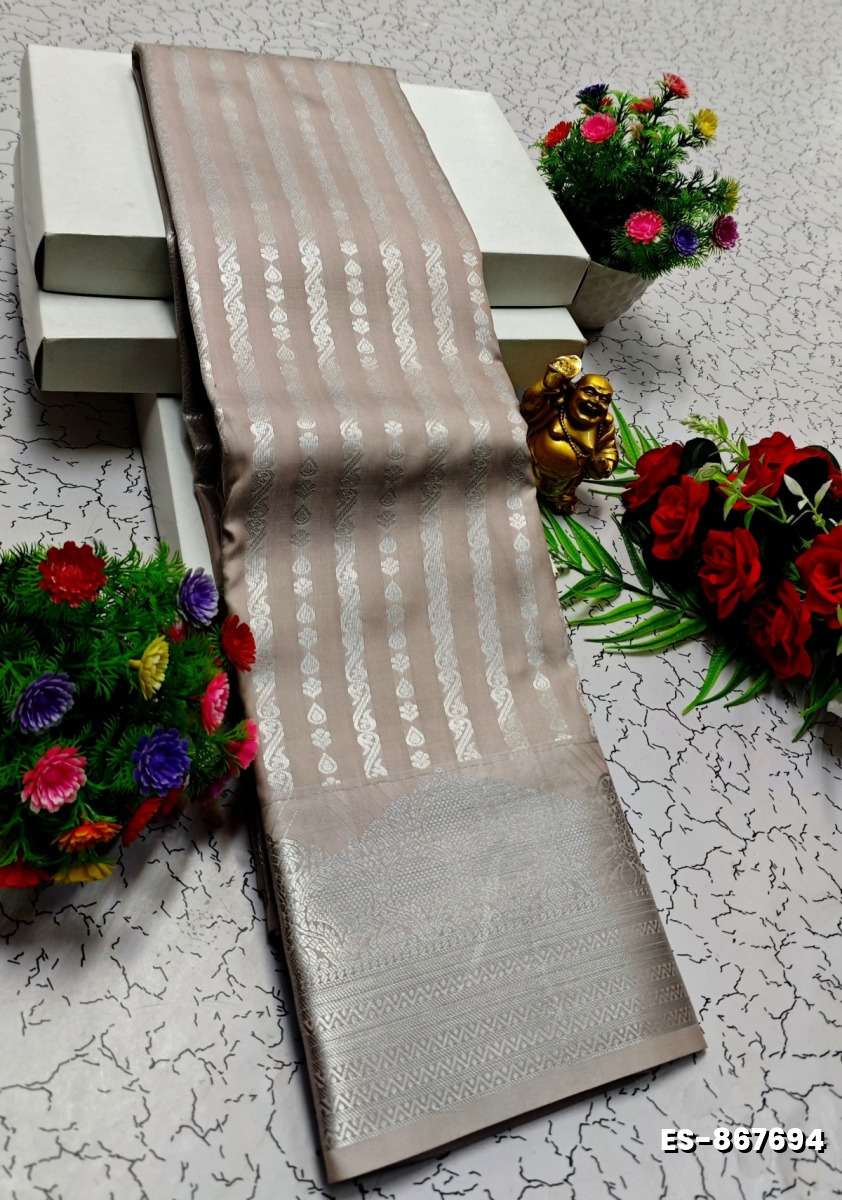 BRIDAL SILK GOLD SILVAR AND COPPER ZARI WEAVE AND WEDDING ART SILK SAREES - CHOCOLATE COLOR (1)