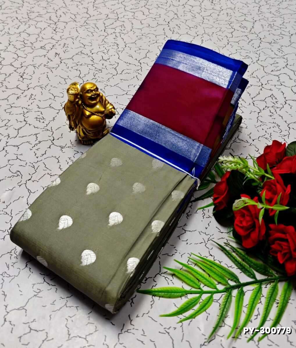 BANARASI POCHAMPALLY ALL OVER BODY SILVAR ZARI BUTTA DESIGN   FUNCTION WEAR SOFT SILK SAREES - SLATE COLOUR