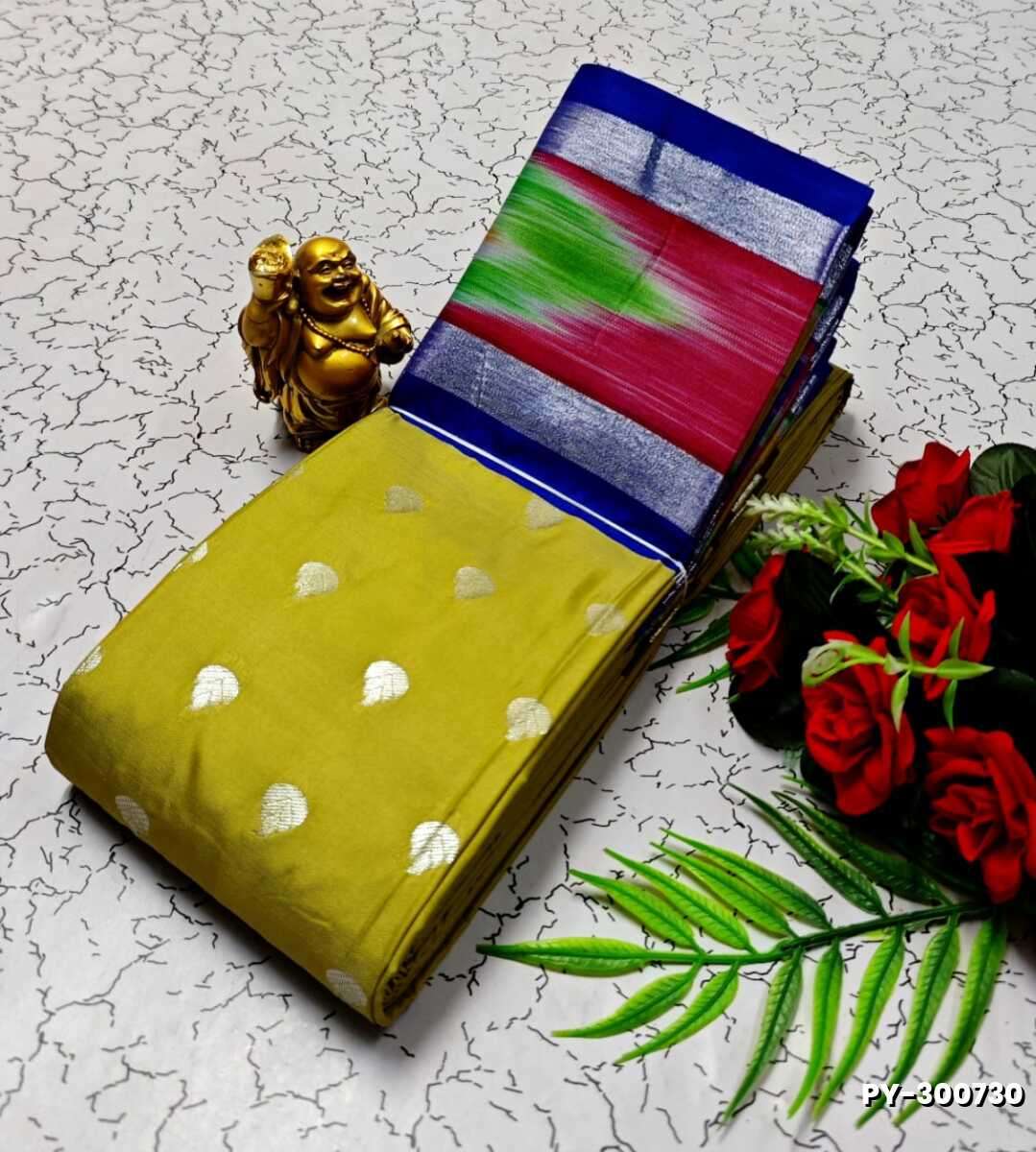 BANARASI POCHAMPALLY ALL OVER BODY SILVAR ZARI BUTTA DESIGN   FUNCTION WEAR SOFT SILK SAREES - PESTA GREEN