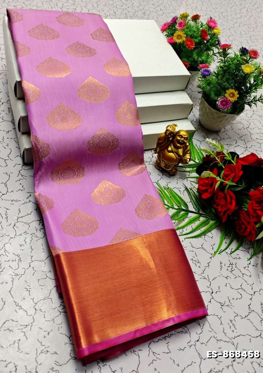 BRIDAL SILK GOLD SILVAR AND COPPER ZARI WEAVE AND WEDDING ART SILK SAREES - PURPLE (1)