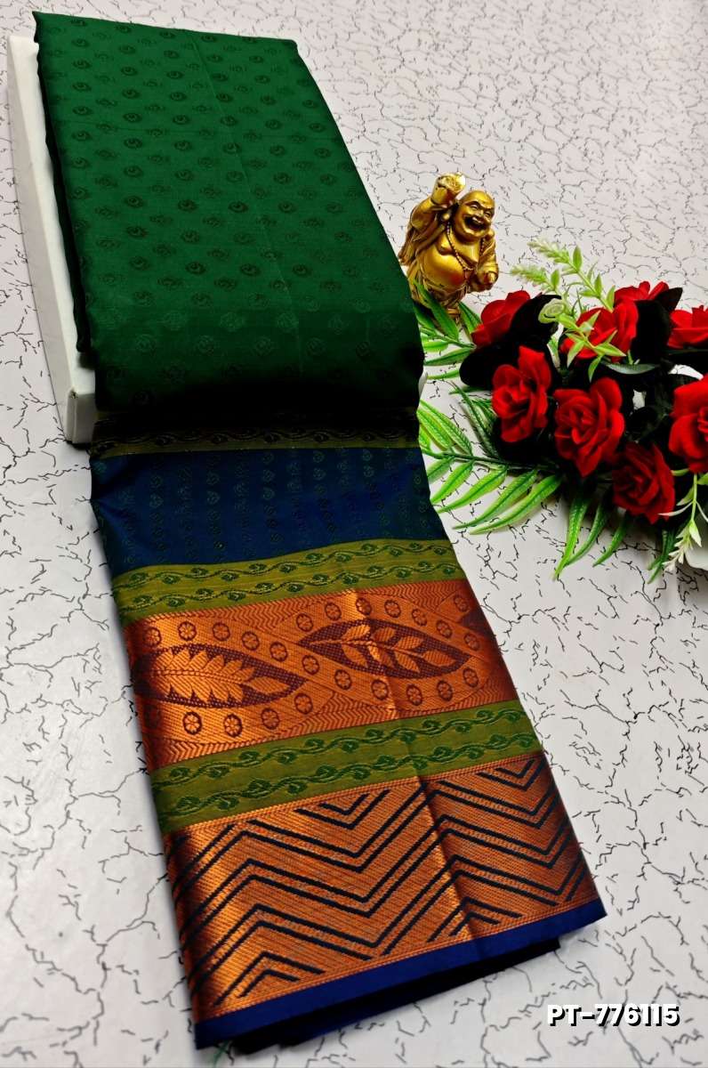 SOFT SILK FANCY BEST QUALITY POONTAMIL SOFT SILK SAREES - GREEN (3)