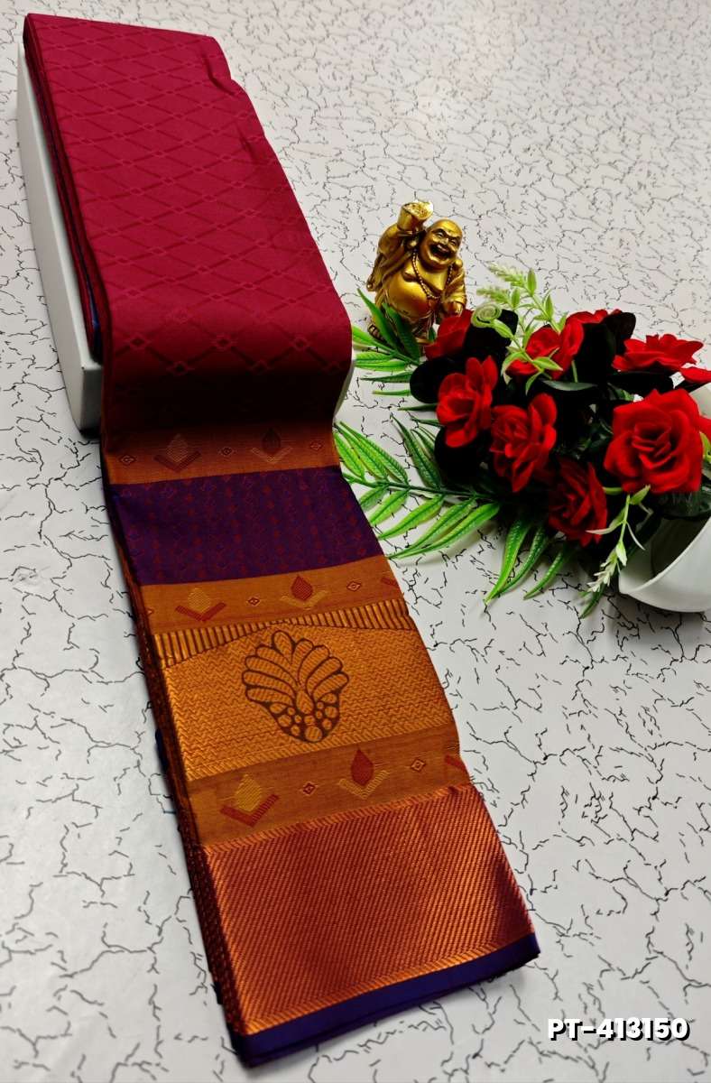SOFT SILK FANCY BEST QUALITY POONTAMIL SOFT SILK SAREES - MEJANTA (3)