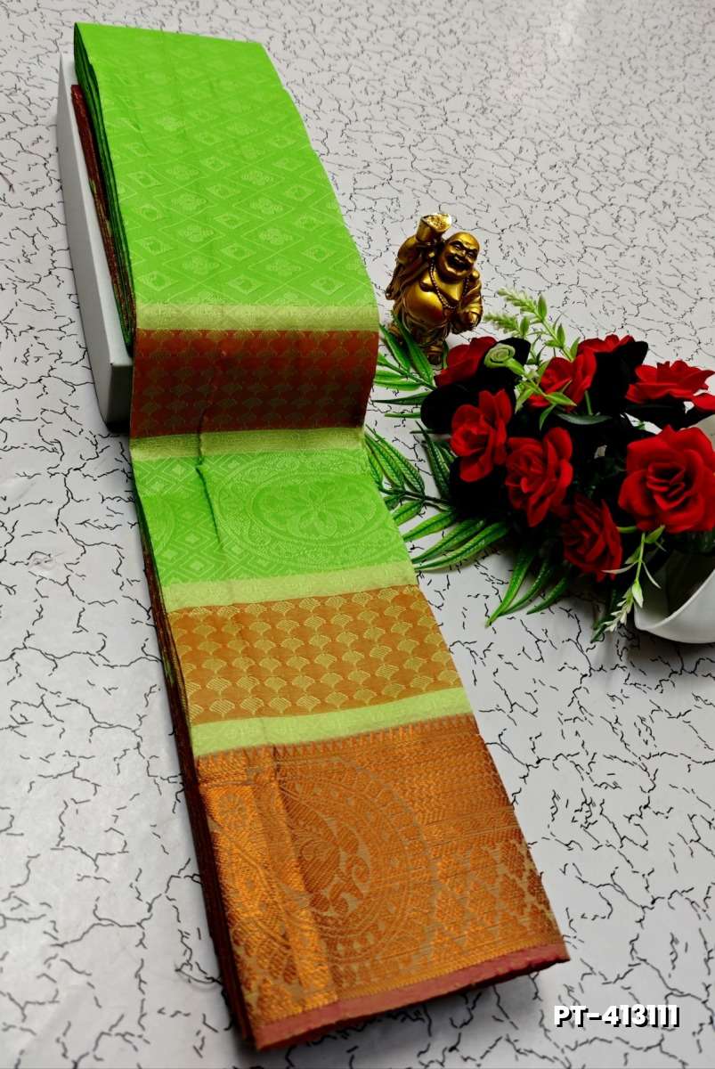 SOFT SILK FANCY BEST QUALITY POONTAMIL SOFT SILK SAREES - PARET GREEN (2)