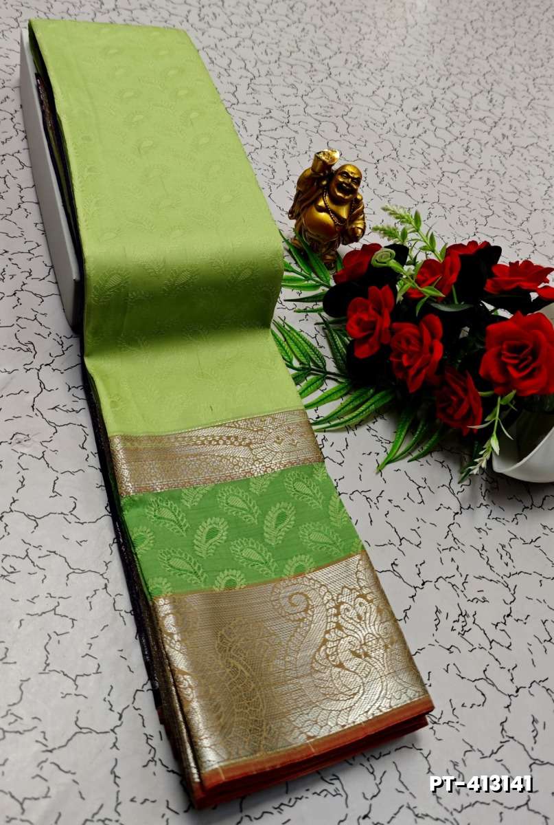 SOFT SILK FANCY BEST QUALITY POONTAMIL SOFT SILK SAREES - LIGHT GREEN (1)