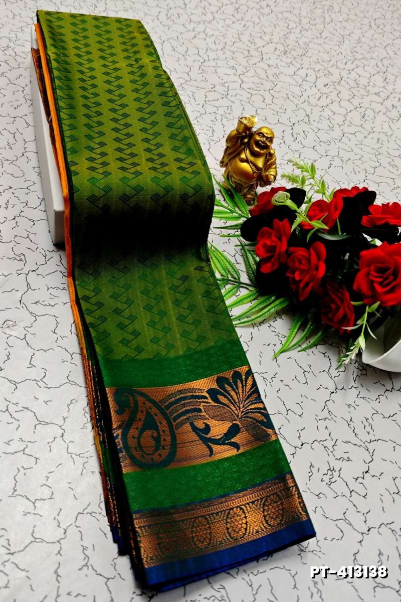SOFT SILK FANCY BEST QUALITY POONTAMIL SOFT SILK SAREES - DARK GREEN (3)