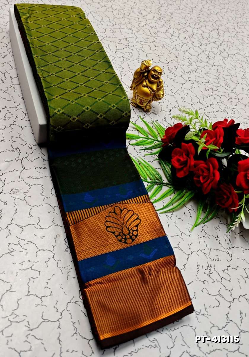 SOFT SILK FANCY BEST QUALITY POONTAMIL SOFT SILK SAREES - GREEN (4)
