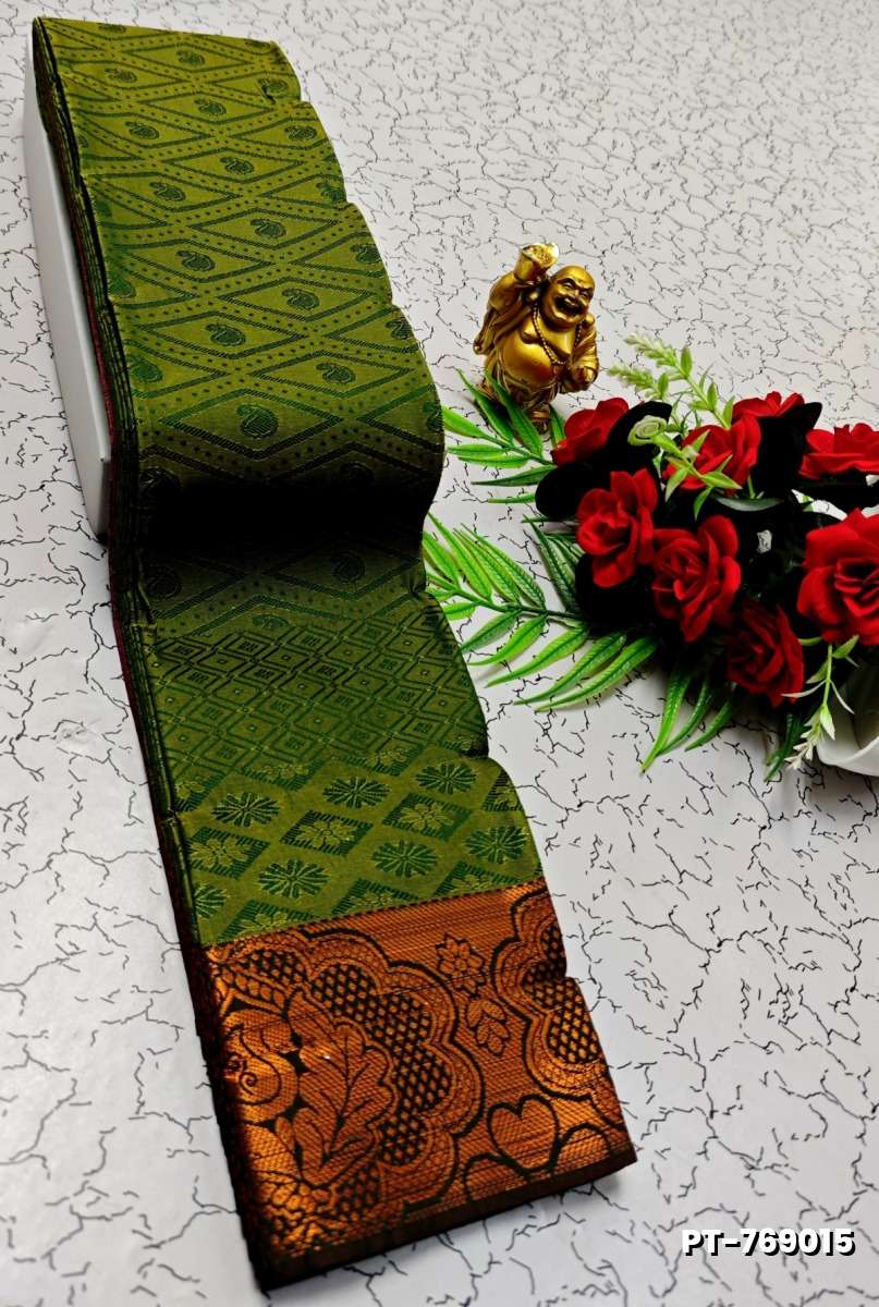 SOFT SILK FANCY BEST QUALITY POONTAMIL SOFT SILK SAREES - GREEN (5)
