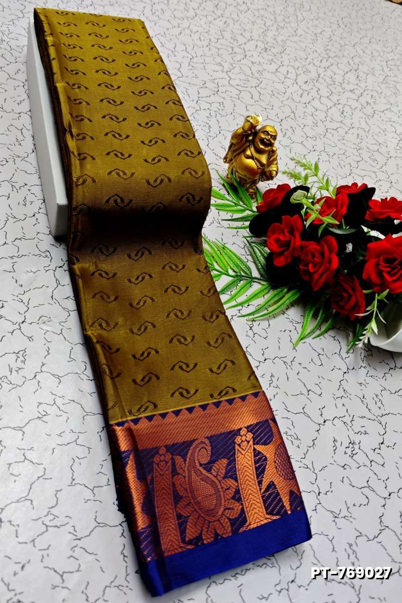 SOFT SILK FANCY BEST QUALITY POONTAMIL SOFT SILK SAREES - MEHENDHI GREEN (3)