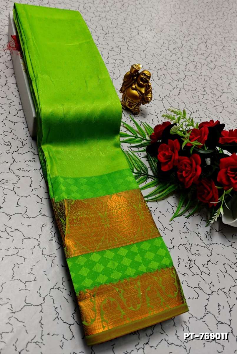 SOFT SILK FANCY BEST QUALITY POONTAMIL SOFT SILK SAREES - PARET GREEN (3)