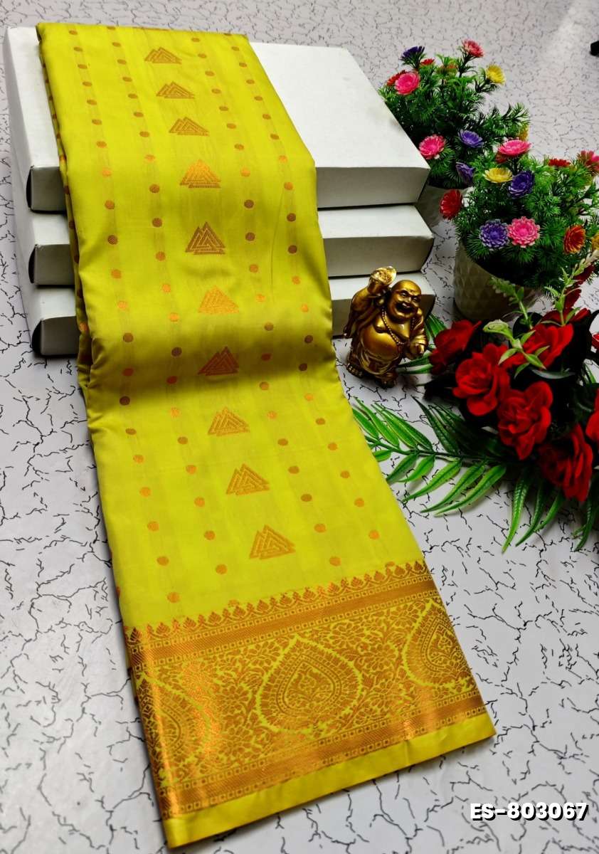 BRIDAL SILK GOLD SILVAR AND COPPER ZARI WEAVE AND WEDDING ART SILK SAREES - GOLD COLOUR (2)