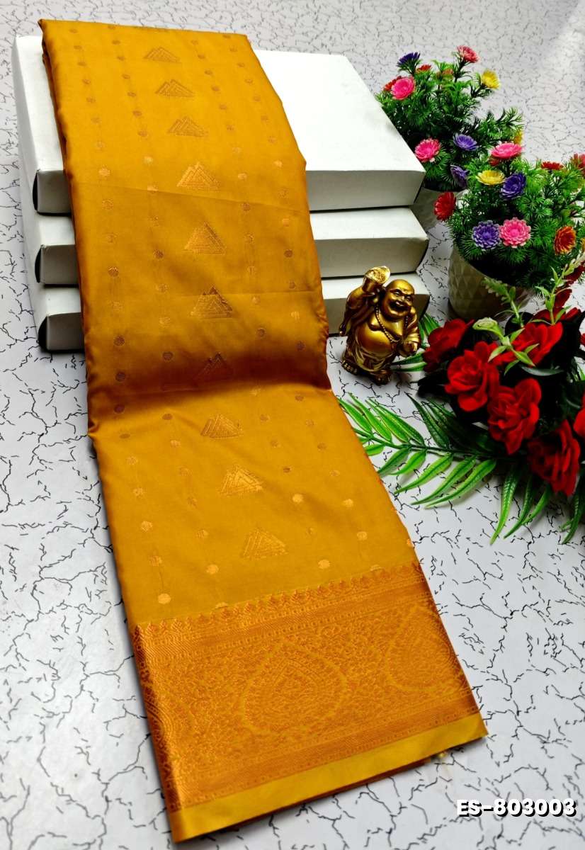 BRIDAL SILK GOLD SILVAR AND COPPER ZARI WEAVE AND WEDDING ART SILK SAREES - GOLD (1)