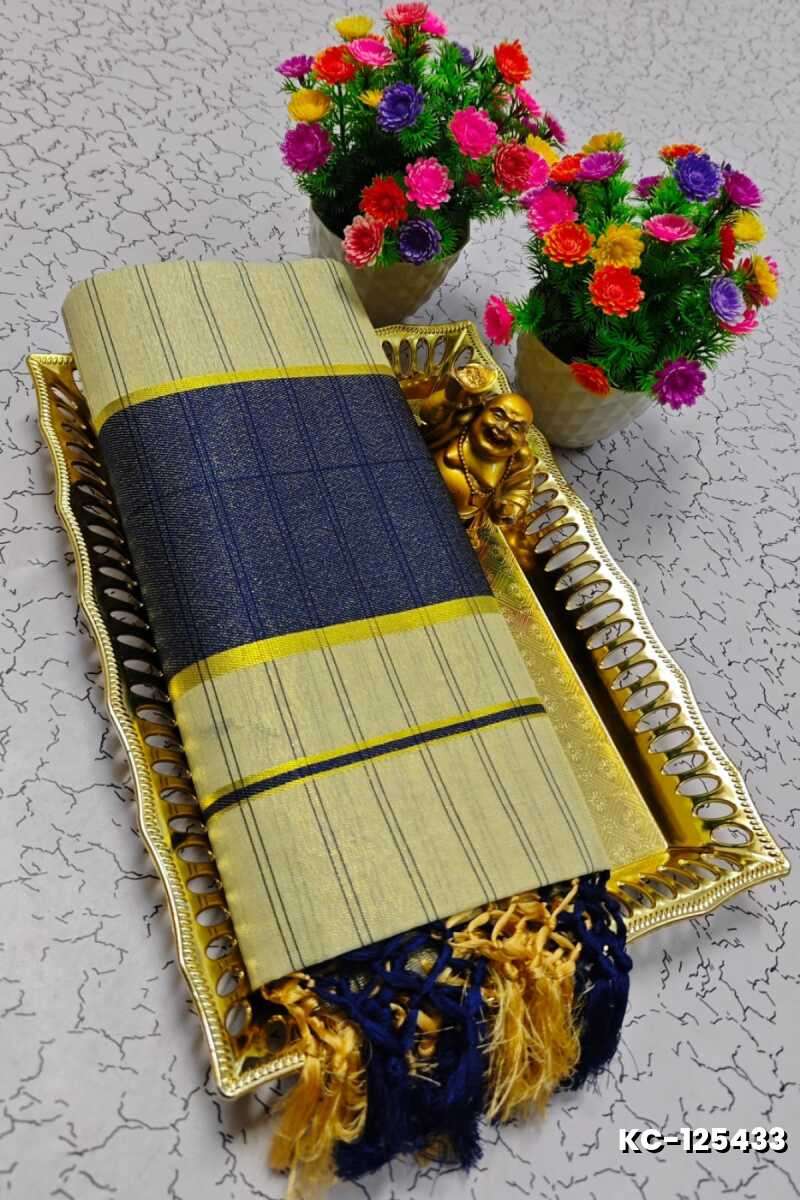 TRENDING KERALA SPECIAL FULL WORK EMBOSSED DIGITAL PRINTING TISSUE SAREE COLLECTIONS - CREAM (12)