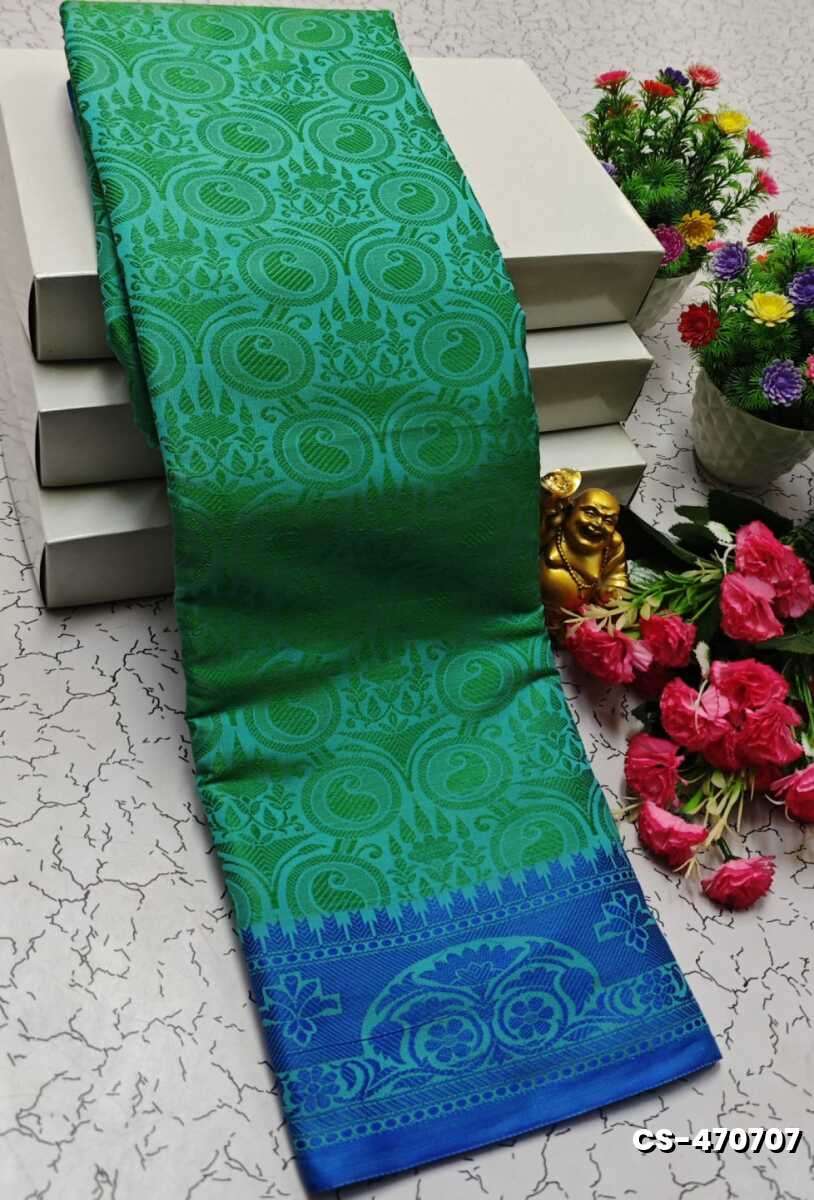 BRIDAL RAPIER COPPER SILK  FANCY  LIGHT WEIGHT SILK  SAREES - TEAL COLOUR (1)