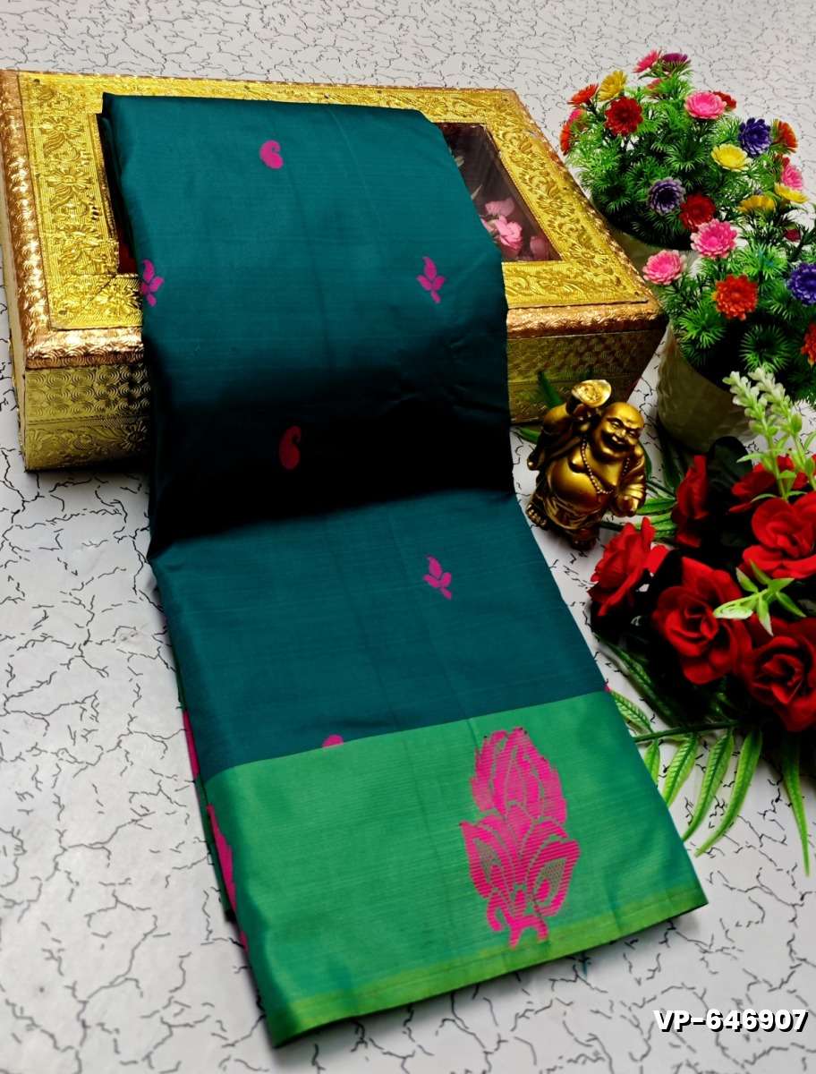 VAALAINAAR (VAZHAI) PATTU SOFT SILK SAREES FUNCTION AND FESTIVALS PERPECT WEAR - TEAL COLOUR (1)