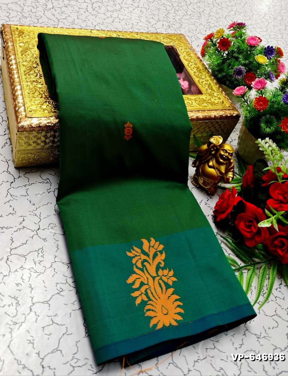 VAALAINAAR (VAZHAI) PATTU SOFT SILK SAREES FUNCTION AND FESTIVALS PERPECT WEAR - BOTTLE GREEN