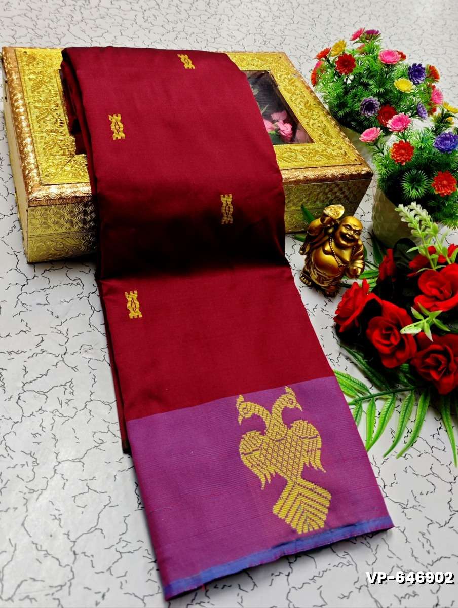VAALAINAAR (VAZHAI) PATTU SOFT SILK SAREES FUNCTION AND FESTIVALS PERPECT WEAR - MERUN (2)