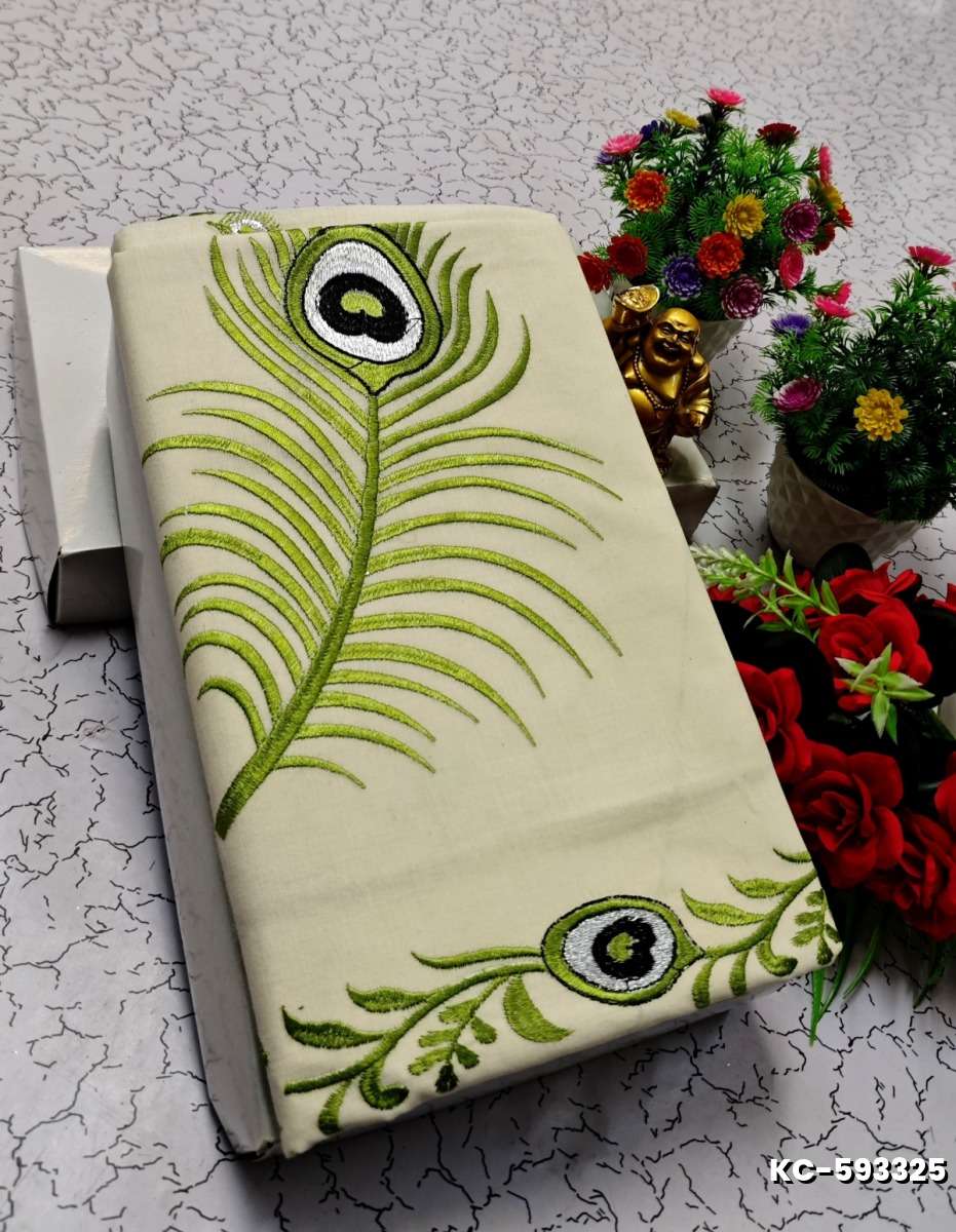 TRENDING KERALA SPECIAL FULL WORK EMBOSSED DIGITAL PRINTING TISSUE SAREE COLLECTIONS - WHITE (64)