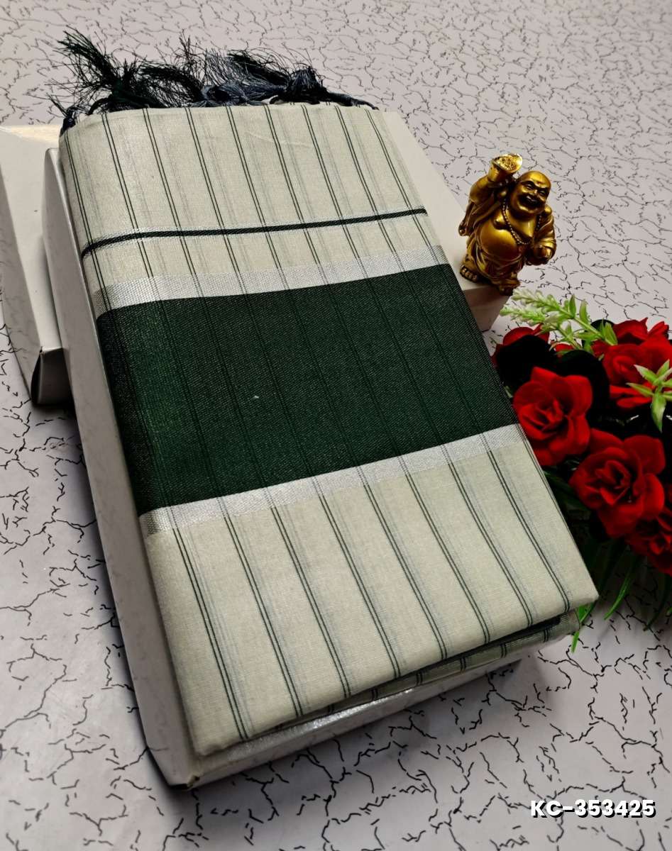 TRENDING KERALA SPECIAL FULL WORK EMBOSSED DIGITAL PRINTING TISSUE SAREE COLLECTIONS - WHITE (70)