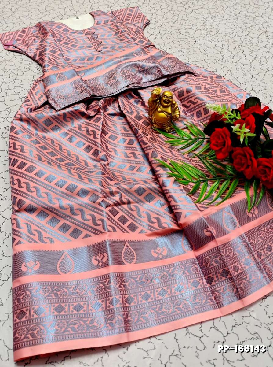 TRADITIONAL KIDS PATTU PAVADAI SET FUNCTION AND FESTIVAL WEAR - LIGHT PINK (1)