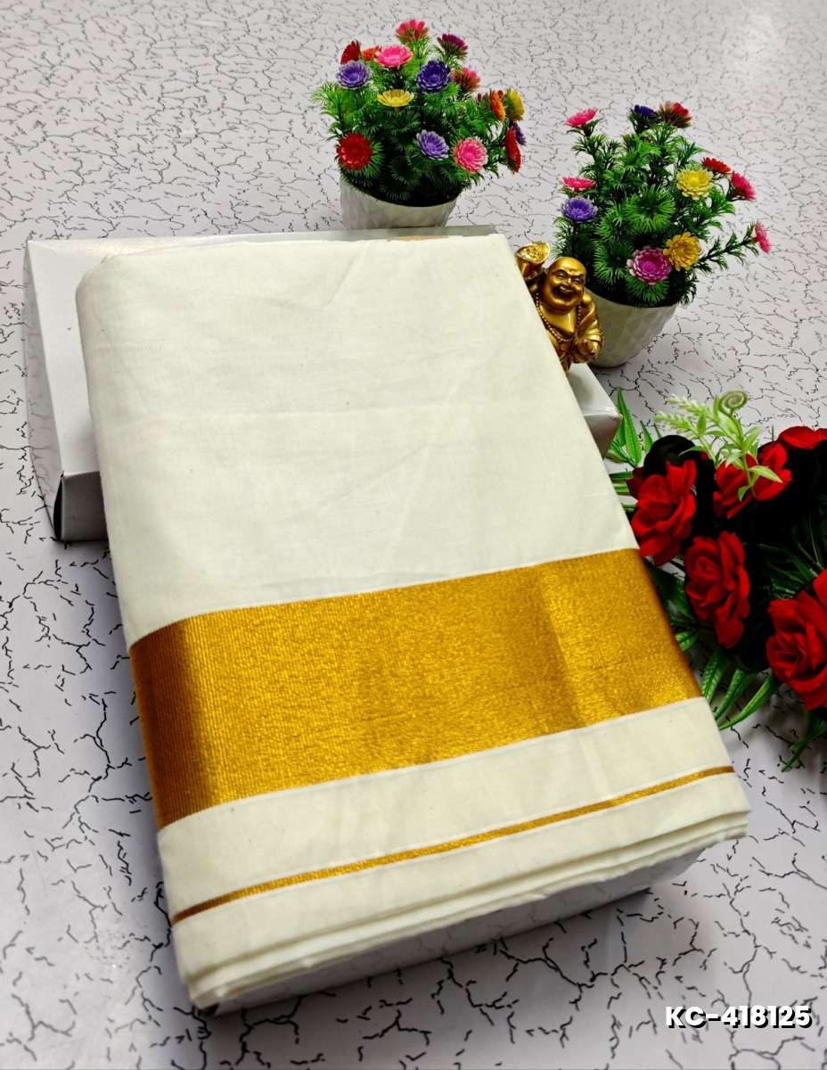 TRENDING KERALA SPECIAL FULL WORK EMBOSSED DIGITAL PRINTING TISSUE SAREE COLLECTIONS - WHITE (75)