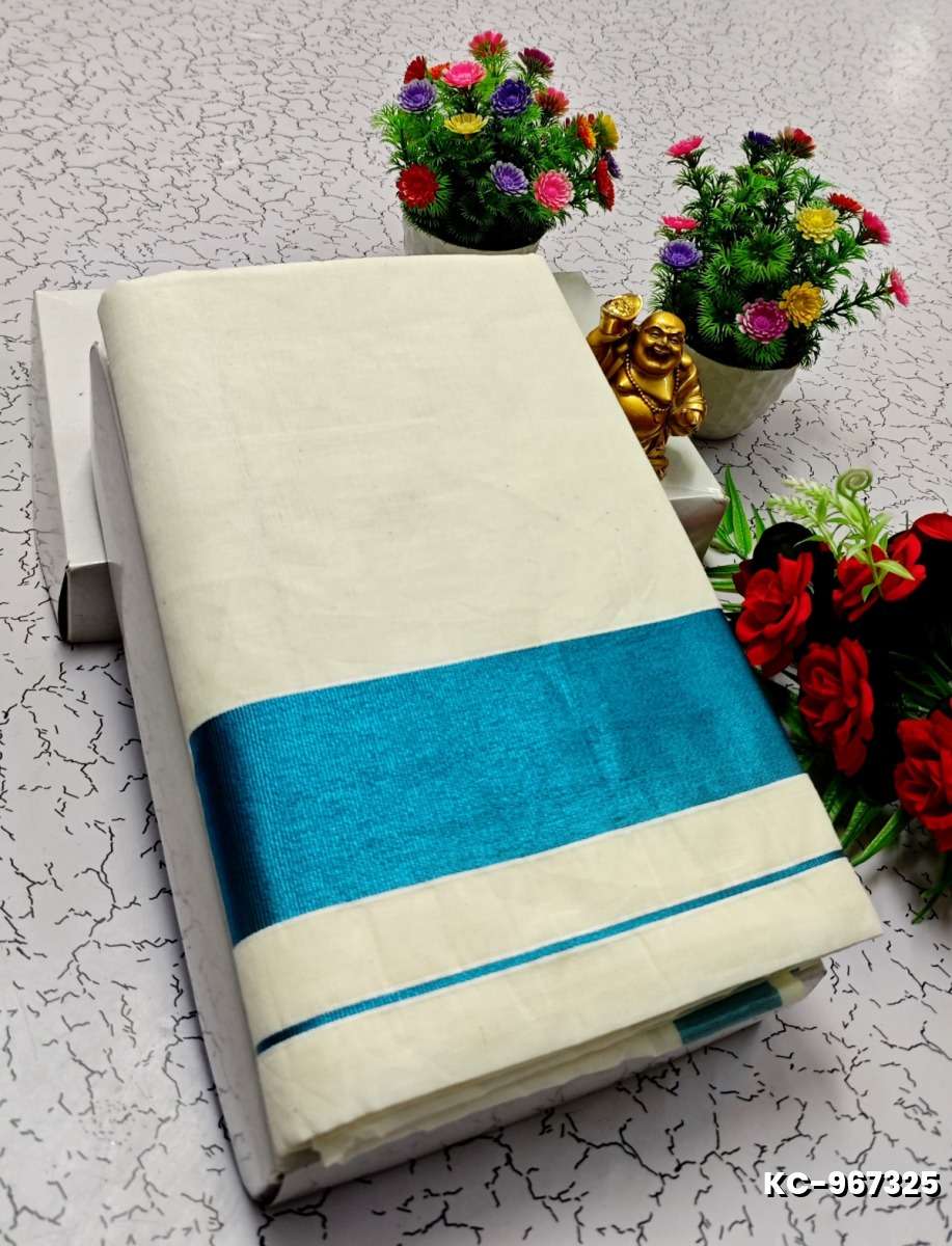TRENDING KERALA SPECIAL FULL WORK EMBOSSED DIGITAL PRINTING TISSUE SAREE COLLECTIONS - WHITE (73)