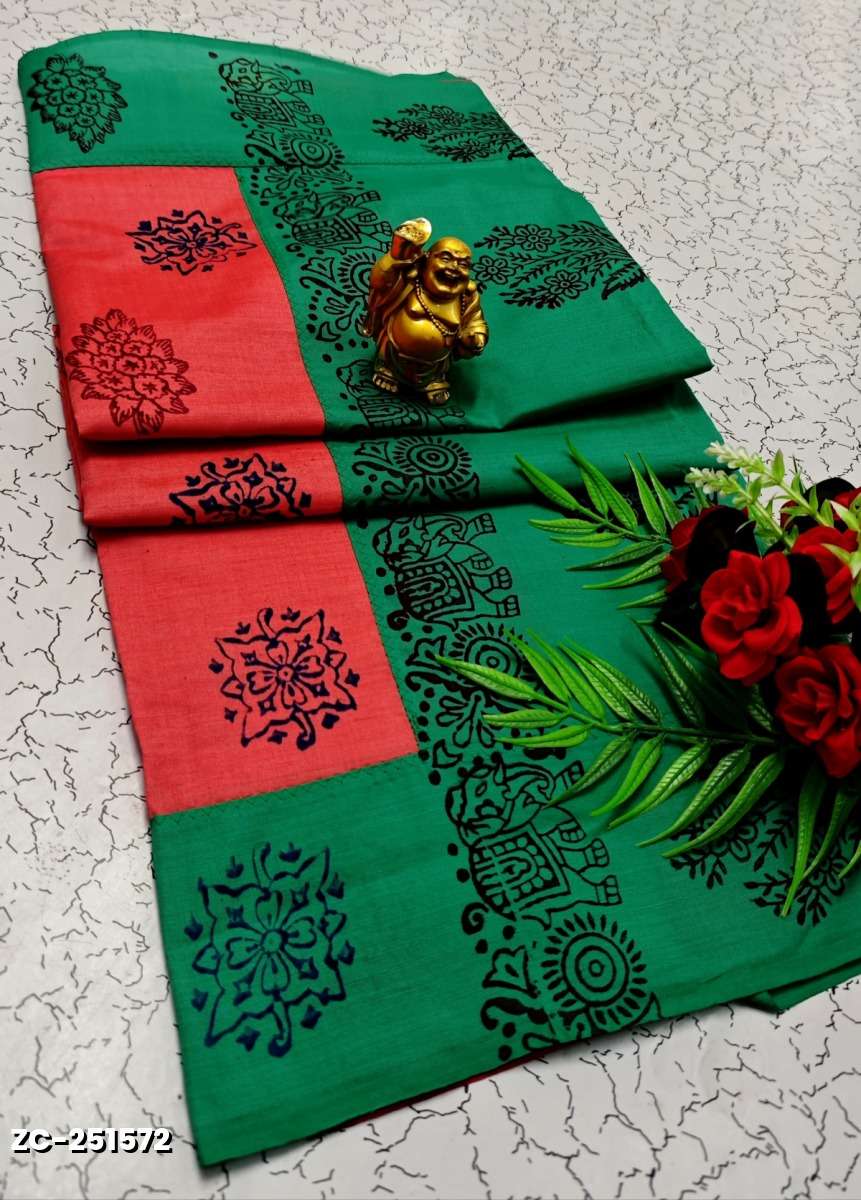 TRENDY AND FANCY ZIGZAG BORDER STITCH COTTON SAREES