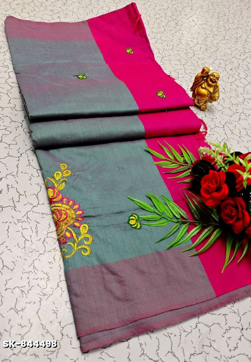 TRENDING DIGITAL EMBROIDERY ZARI WORK  KALIYANI COTTON SAREES