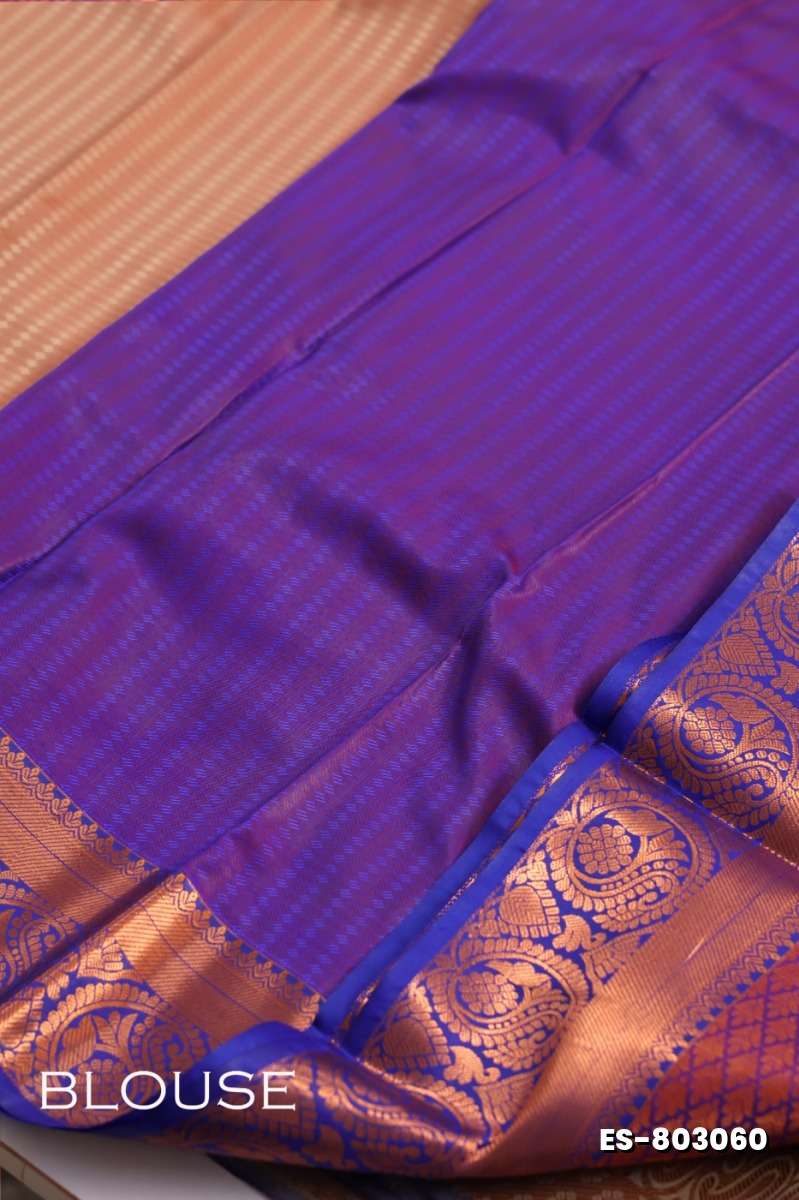 BRIDAL SILK GOLD SILVAR AND COPPER ZARI WEAVE AND WEDDING ART SILK SAREES - CREAM COLOR (5)