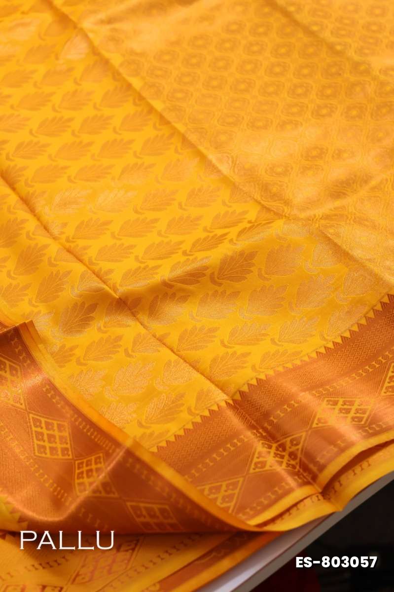 BRIDAL SILK GOLD SILVAR AND COPPER ZARI WEAVE AND WEDDING ART SILK SAREES - LIGHT ORANGE (5)