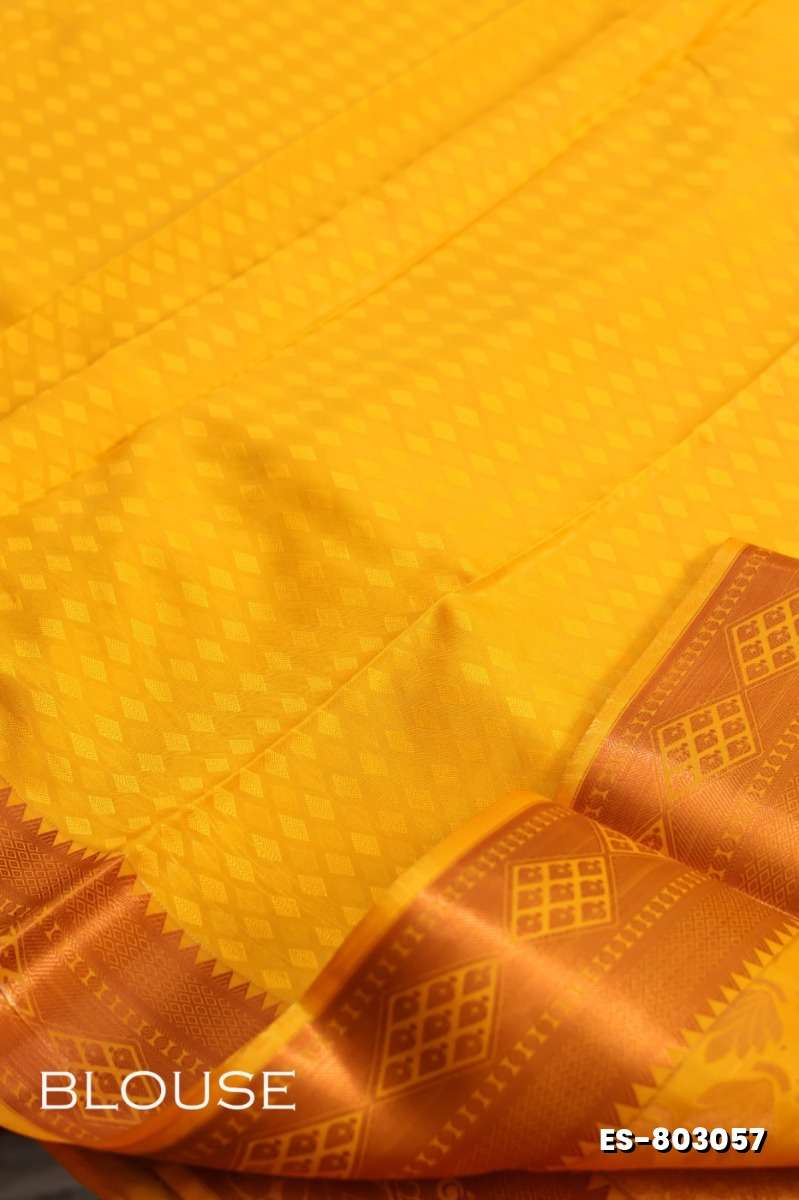 BRIDAL SILK GOLD SILVAR AND COPPER ZARI WEAVE AND WEDDING ART SILK SAREES - LIGHT ORANGE (5)