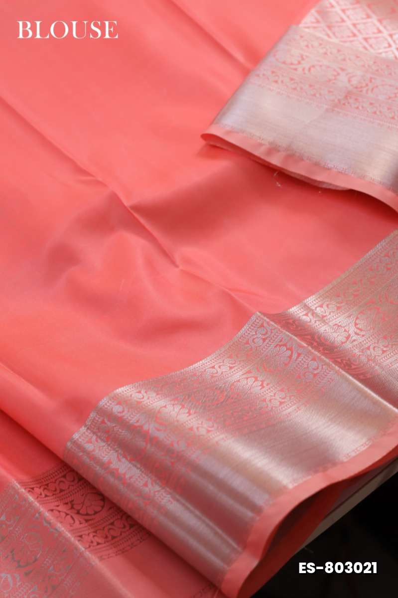 BRIDAL SILK GOLD SILVAR AND COPPER ZARI WEAVE AND WEDDING ART SILK SAREES - BABY PINK (8)