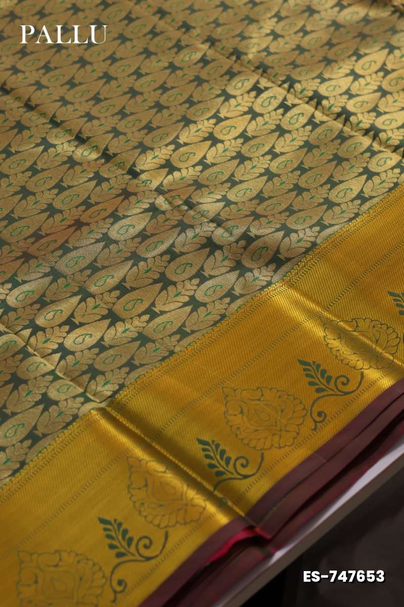 BRIDAL SILK GOLD SILVAR AND COPPER ZARI WEAVE AND WEDDING ART SILK SAREES - BROWN (1)