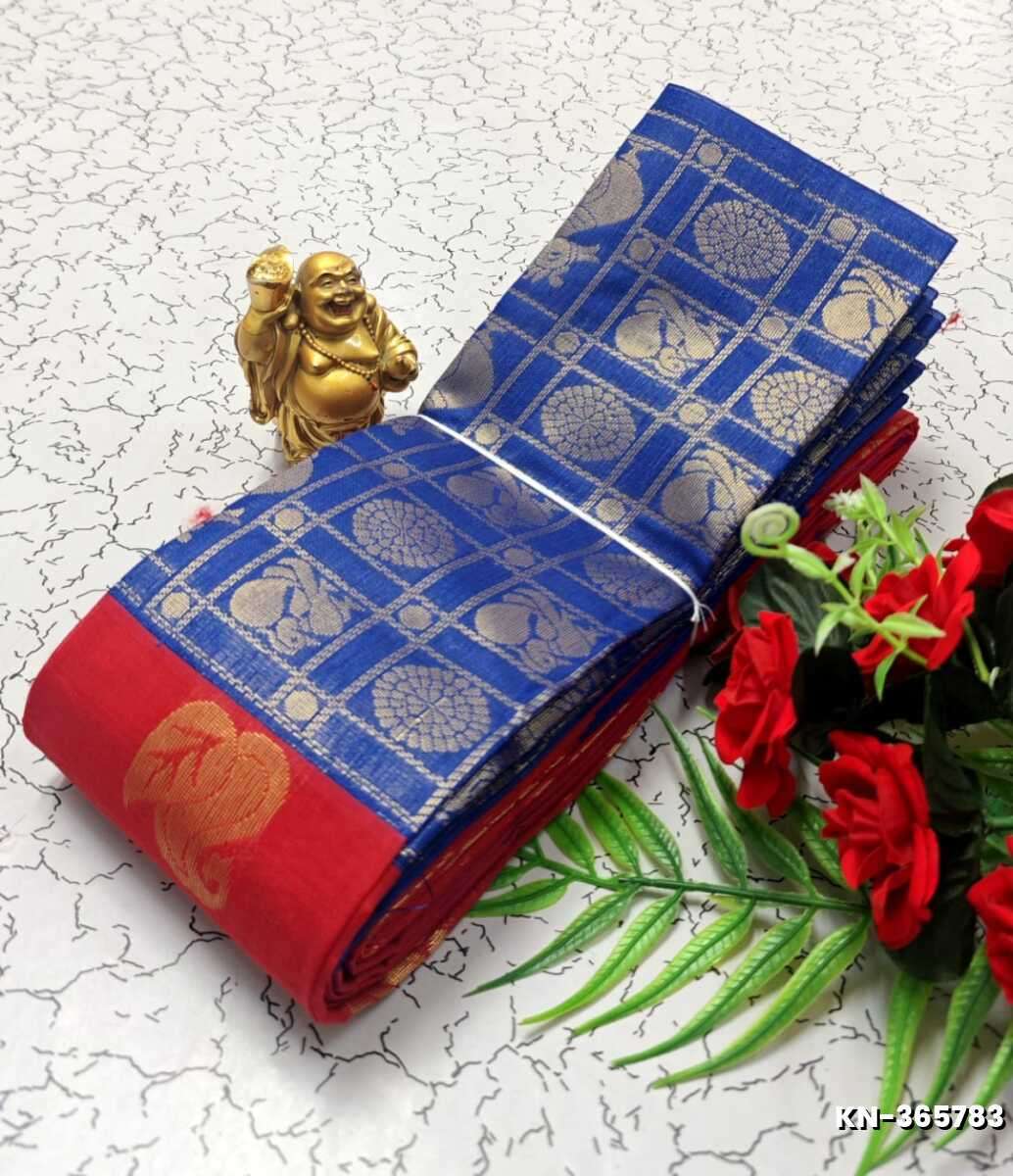 Korvai kotanji Trendy & Fancy bhutta and 2/100 Silk Cotton Sarees Function wear - TOMATO COLOUR (6)