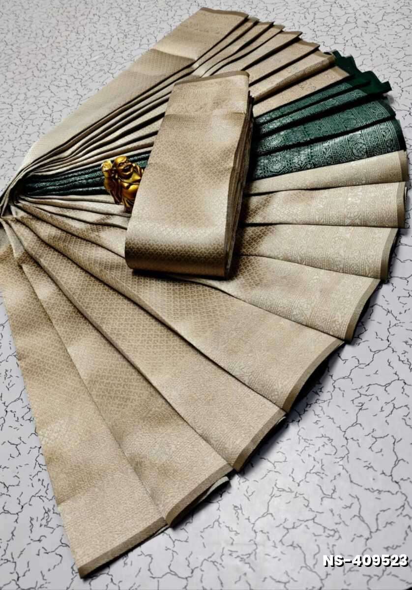 FANCY SILVAR ZARI LIGHT WEIGHT NILA SAREES - LIGHT SANDLE