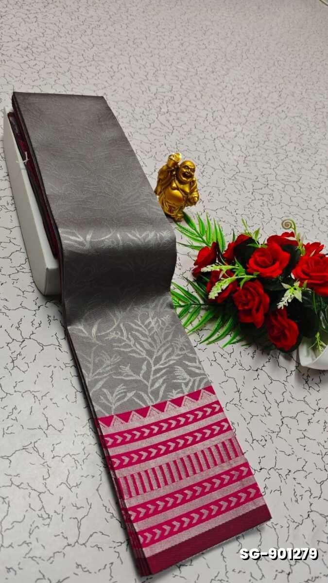 KUBERA ELITE BRIDAL RAPIER FANCY LIGHT WEIGHT SILK TYPE SAREES FUNCTION WEAR SAREE - SLATE COLOUR (1)