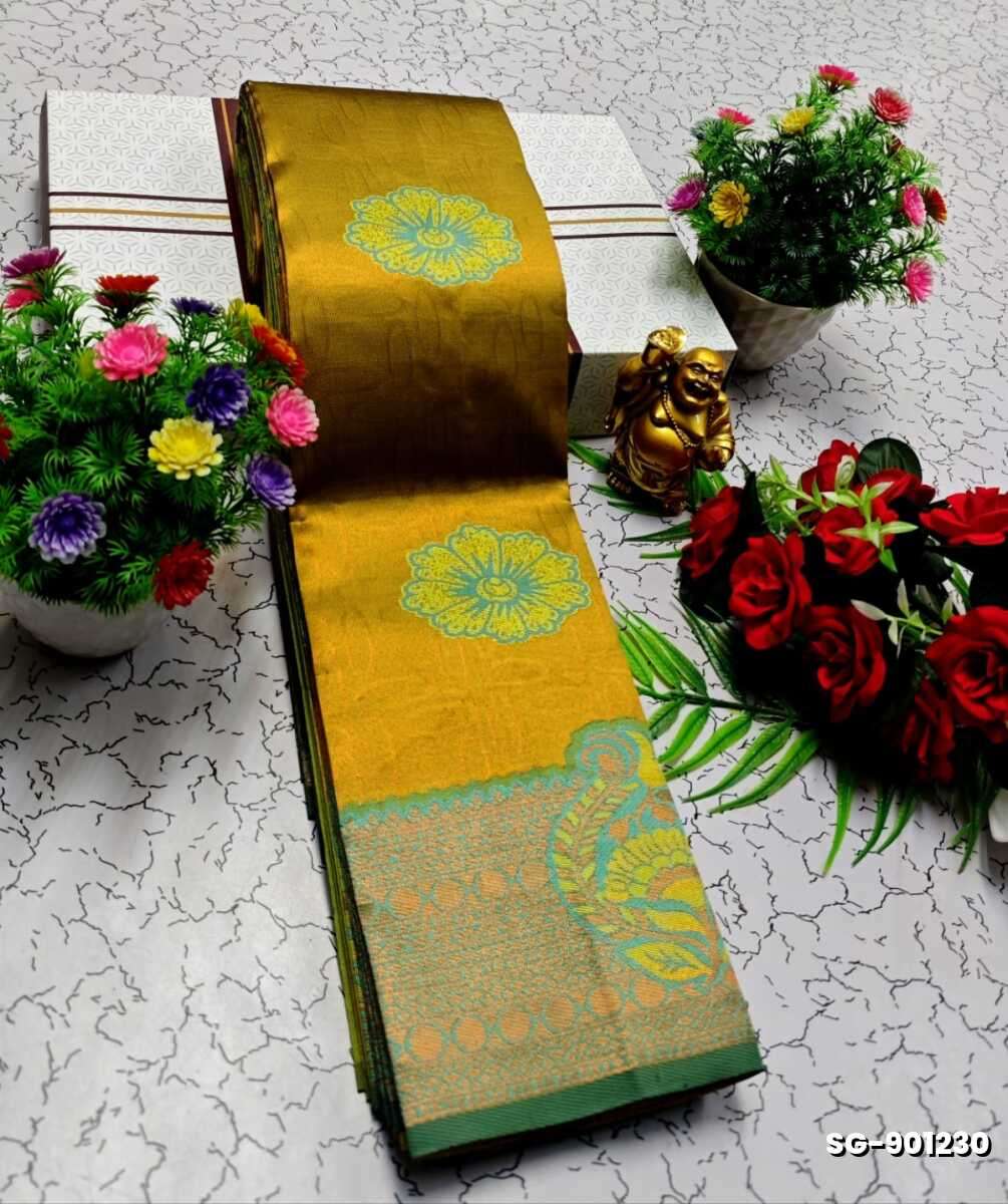 KUBERA ELITE BRIDAL RAPIER FANCY LIGHT WEIGHT SILK TYPE SAREES FUNCTION WEAR SAREE - PESTA GREEN (2)